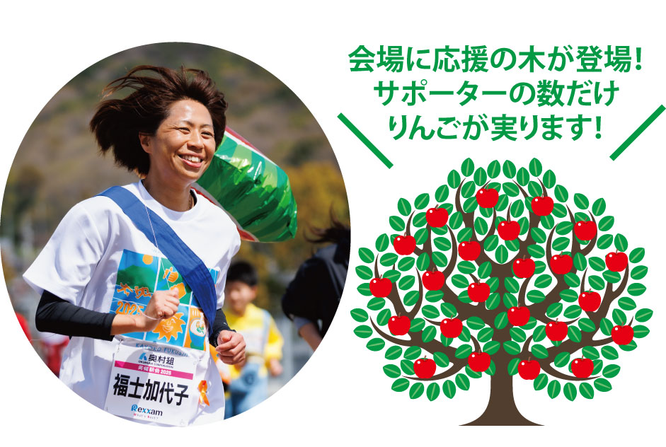 福士加代子さんと応援の木のイメージ